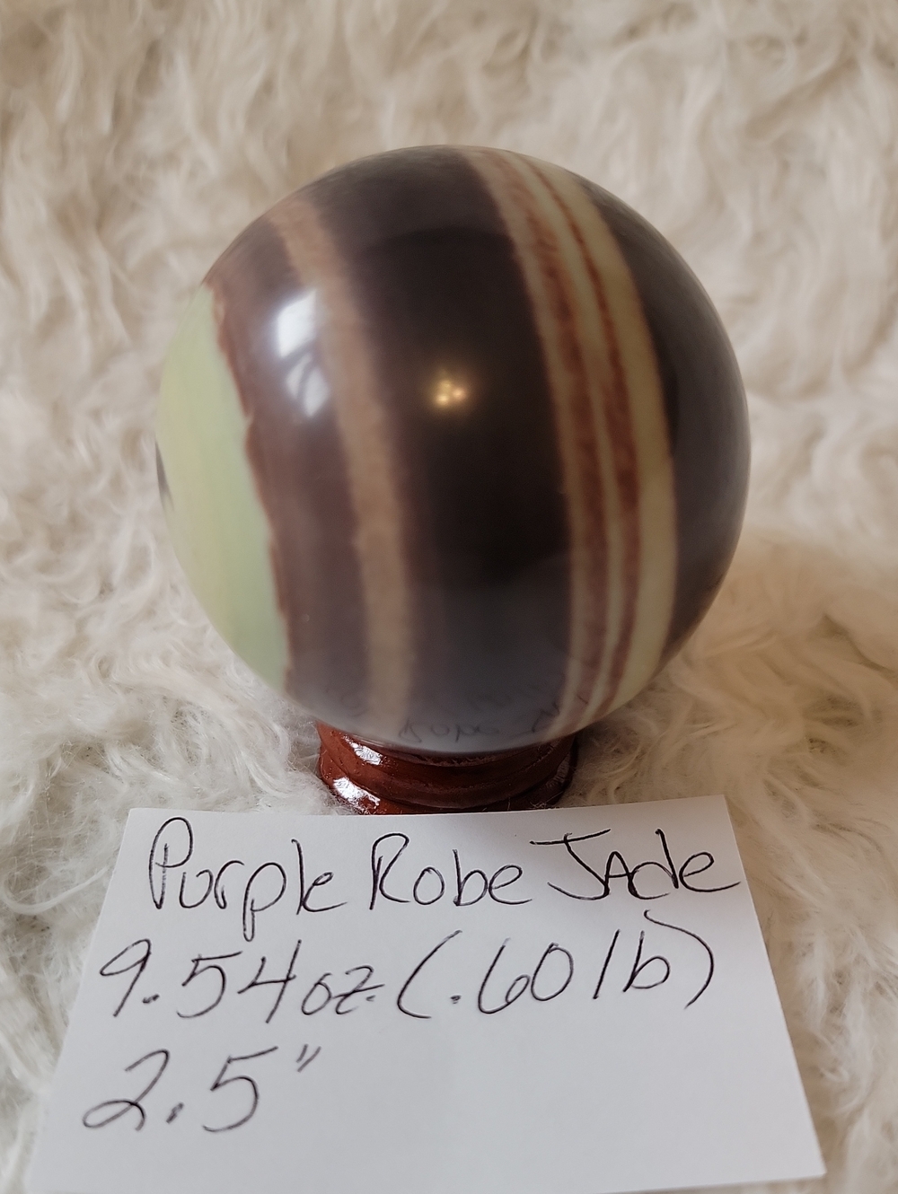 Purple Robe Jade Sphere with Display Stand
